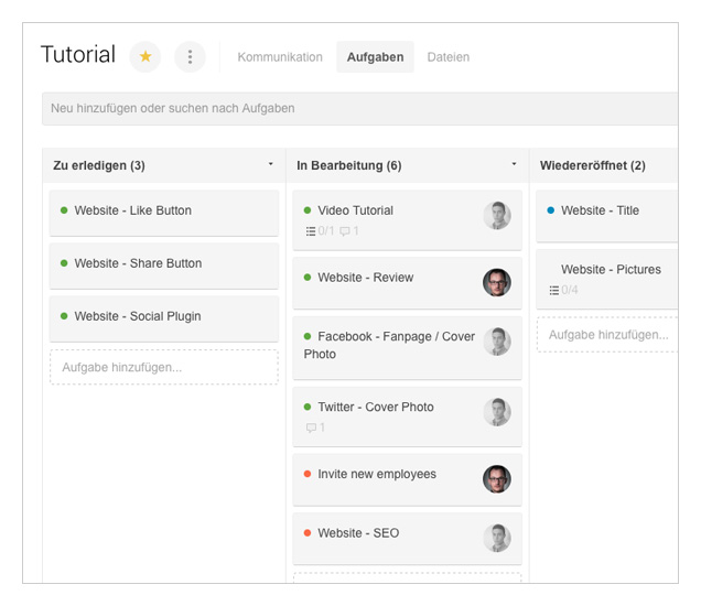 Die Karten-Ansicht für Aufgaben stellt diese übersichtlicher dar.