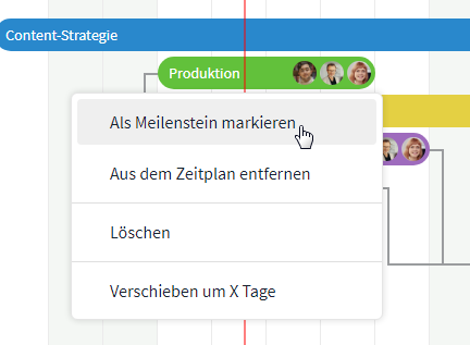 Aufgabe im Diagramm als Meilenstein markieren