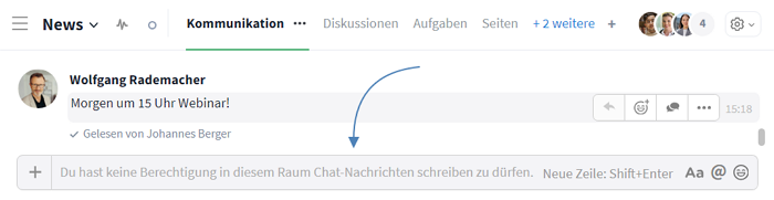 Keine Berechtigung zum Senden von Chat-Nachrichten