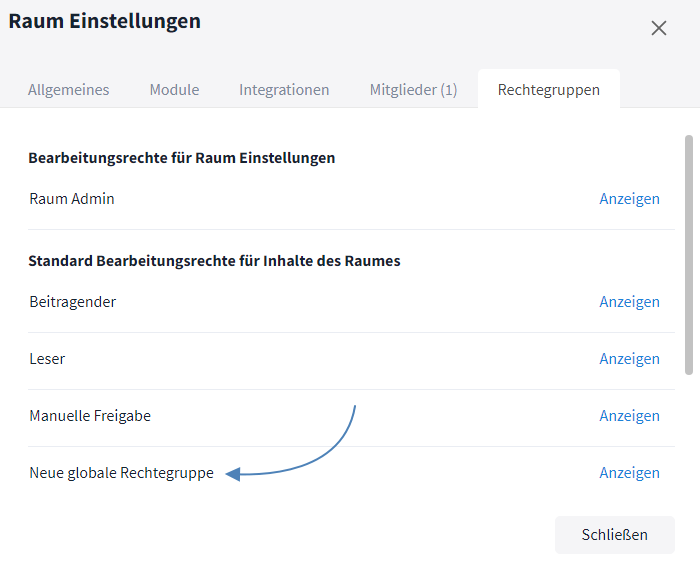 Neue Rechtegruppe wurde hinzugefügt