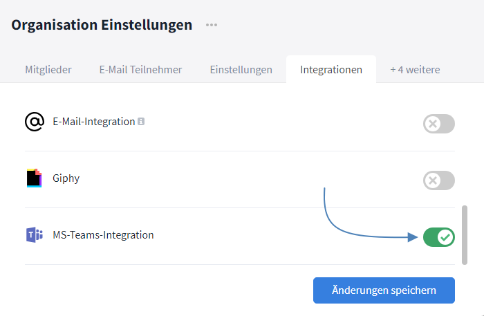 MS-Teams-Integration aktiviert