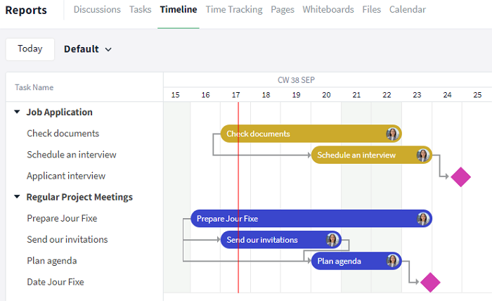 Gantt chart in the reports