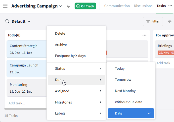 Adjust the due date of multiple tasks / milestones