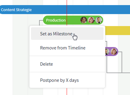 Mark task as a milestone in the diagram