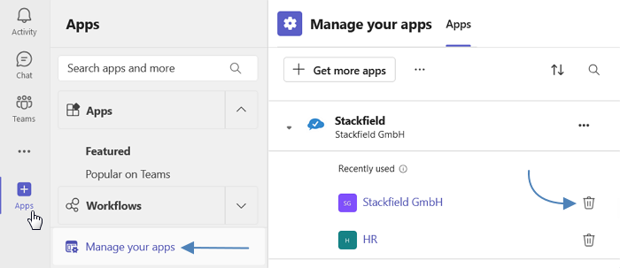 Remove Stackfield app